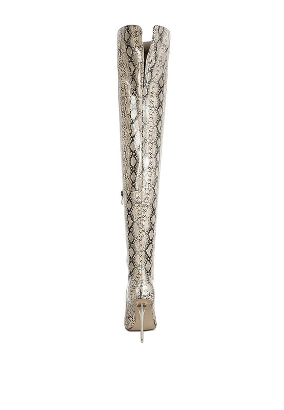 High Drama Snake print Stiletto Long Boots- 2 Colors