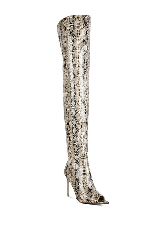 High Drama Snake print Stiletto Long Boots- 2 Colors
