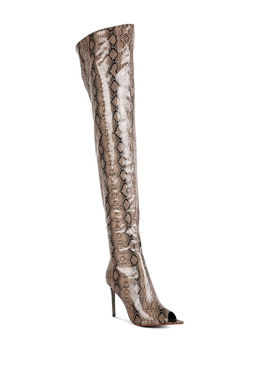 High Drama Snake print Stiletto Long Boots- 2 Colors