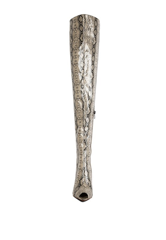 High Drama Snake print Stiletto Long Boots- 2 Colors
