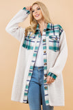 Plaid Button Down Sherpa Long Jacket