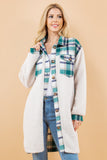 Plaid Button Down Sherpa Long Jacket