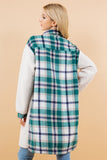 Plaid Button Down Sherpa Long Jacket