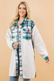 Plaid Button Down Sherpa Long Jacket