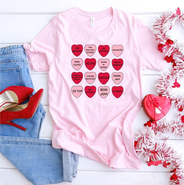 Rock N Roll Music 12 Hearts Graphic Tee-5 Colors