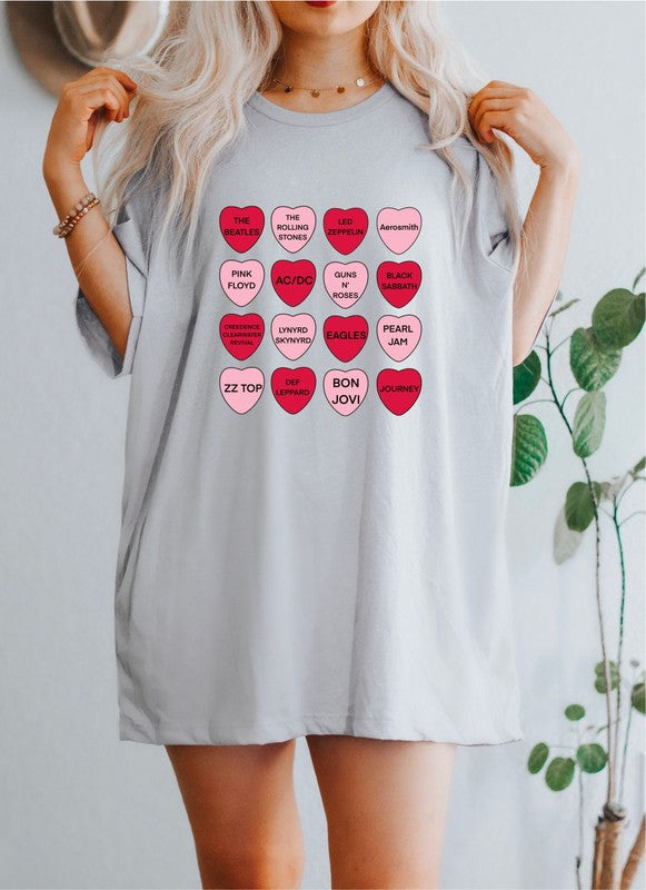 Rock N Roll Music 12 Hearts Graphic Tee-5 Colors