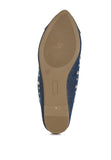 Olesia Stud Embellished Denim Blue Ballet Flats