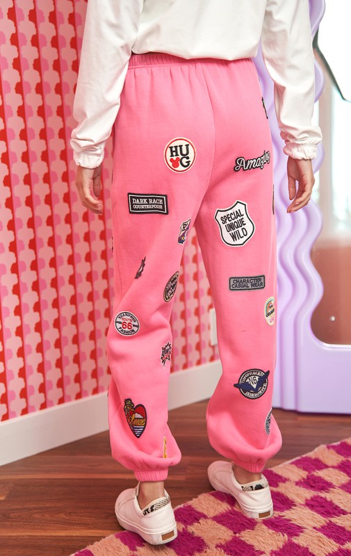 Hight Waist Multi Patches Jogger Pants -2 Colors