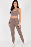 French Terry Cropped Tank Top & Joggers Set-7 Colors