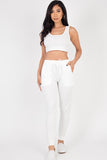 French Terry Cropped Tank Top & Joggers Set-7 Colors