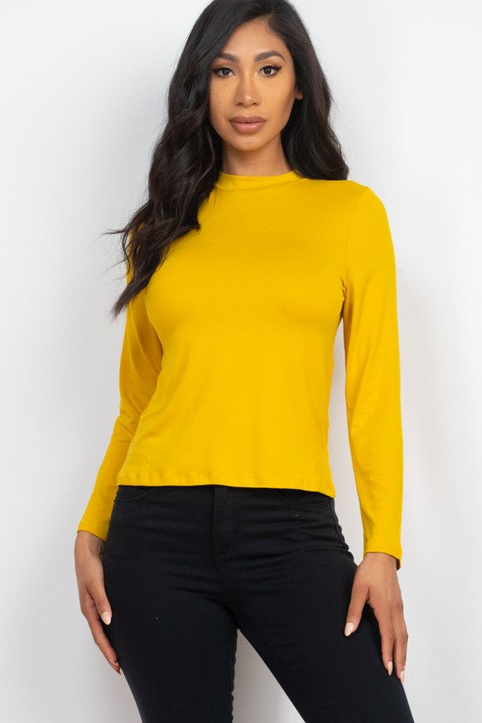 Mock Neck Solid Long Sleeve Top-9 Colors