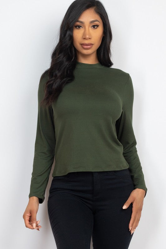 Mock Neck Solid Long Sleeve Top-9 Colors