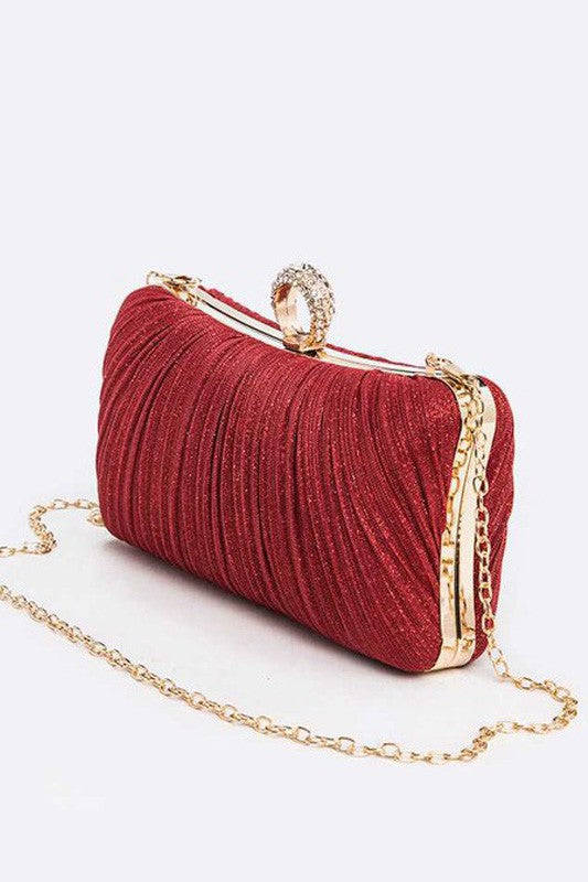 Pleated Metallic Box Clutch Bag-7 Colors