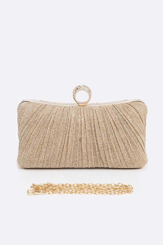 Pleated Metallic Box Clutch Bag-7 Colors