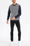MEN'S KNITTED ROUND NECK STRIPED SWEATER-4 COLORS