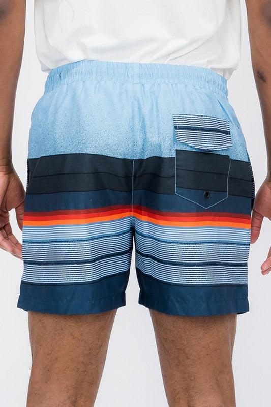 Men's Blue Stripes Swim Shorts