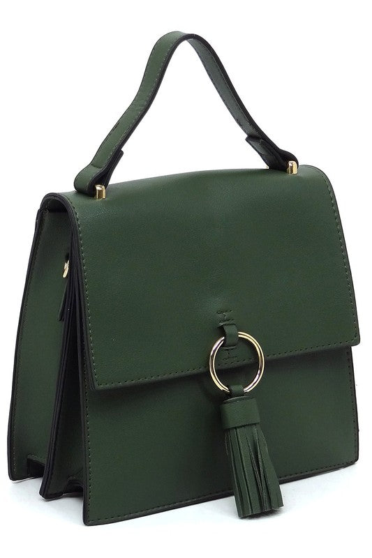 Fashion Ring Tassel Flap Crossbody Satchel (11 Colors)