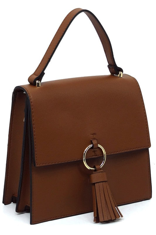 Fashion Ring Tassel Flap Crossbody Satchel (11 Colors)