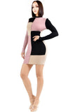 Color Block Contrast Overlock Stitch Mini Dress