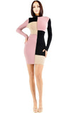 Color Block Contrast Overlock Stitch Mini Dress