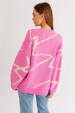Abstract Pattern Oversized Sweater Top- 2 Colors