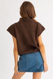 Turtle Neck Power Shoulder Sweater Vest-4 colors