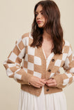 Bold Gingham Sweater Weaved Crop Cardigan-3 Colors
