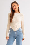 Asymmetrical Hem Sweater Top-3 Colors