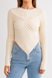 Asymmetrical Hem Sweater Top-3 Colors