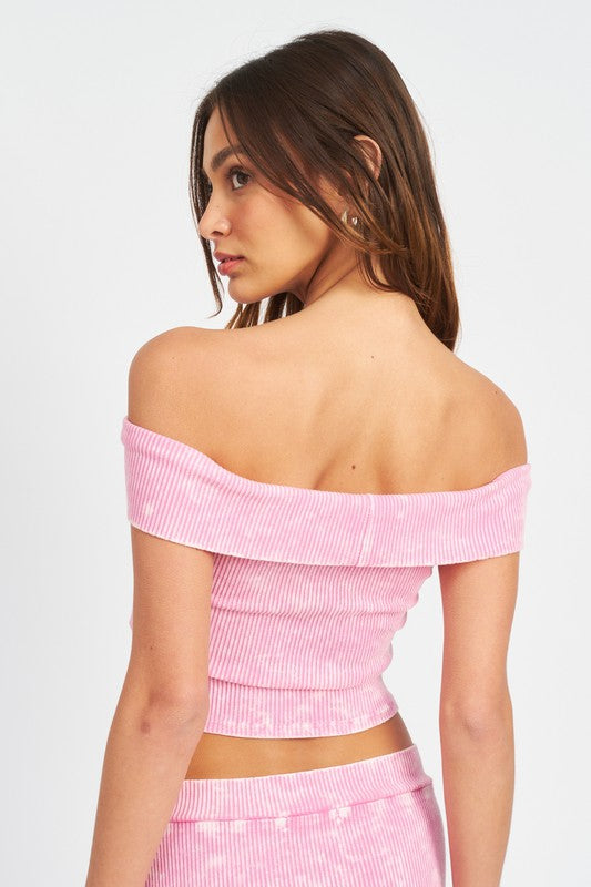 GARMENT DYE STRAPLESS CROP TOP- BLACK OR PINK