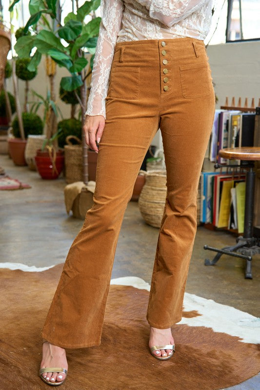 CORDUROY FLARE PANTS-2 COLORS