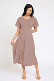 Plus Size Solid Diagonal Tiered Flowy Dress-6 Colors