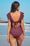 Ruffle Ribbed High Waisted Maternity Swimsuit- 2 Colors