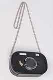 Metallic Oval Camera Iconic Swing Clutch Bag-3 Colors