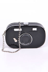 Metallic Oval Camera Iconic Swing Clutch Bag-3 Colors