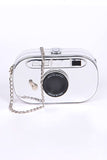 Metallic Oval Camera Iconic Swing Clutch Bag-3 Colors