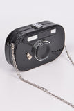 Metallic Oval Camera Iconic Swing Clutch Bag-3 Colors