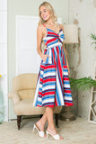 Cut Out Stripe Dress with Pockets-4 Colors