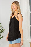 Lace Overlay Sleeveless Top-2 Colors