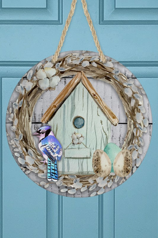 Blue Bird House Door Hanger