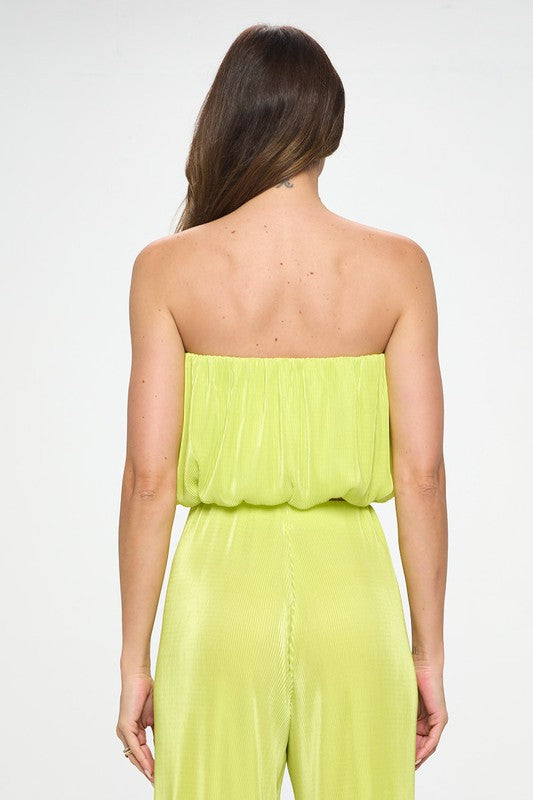 Renee C Made in USA Vibrant Plisse Tube Crop Top-6 Colors