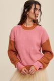 Color Block Ribbed Knit Sweater Top