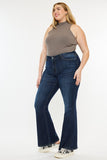 Kan Can USA Plus Size Petite Dark Wash Mid Rise Flare Jeans