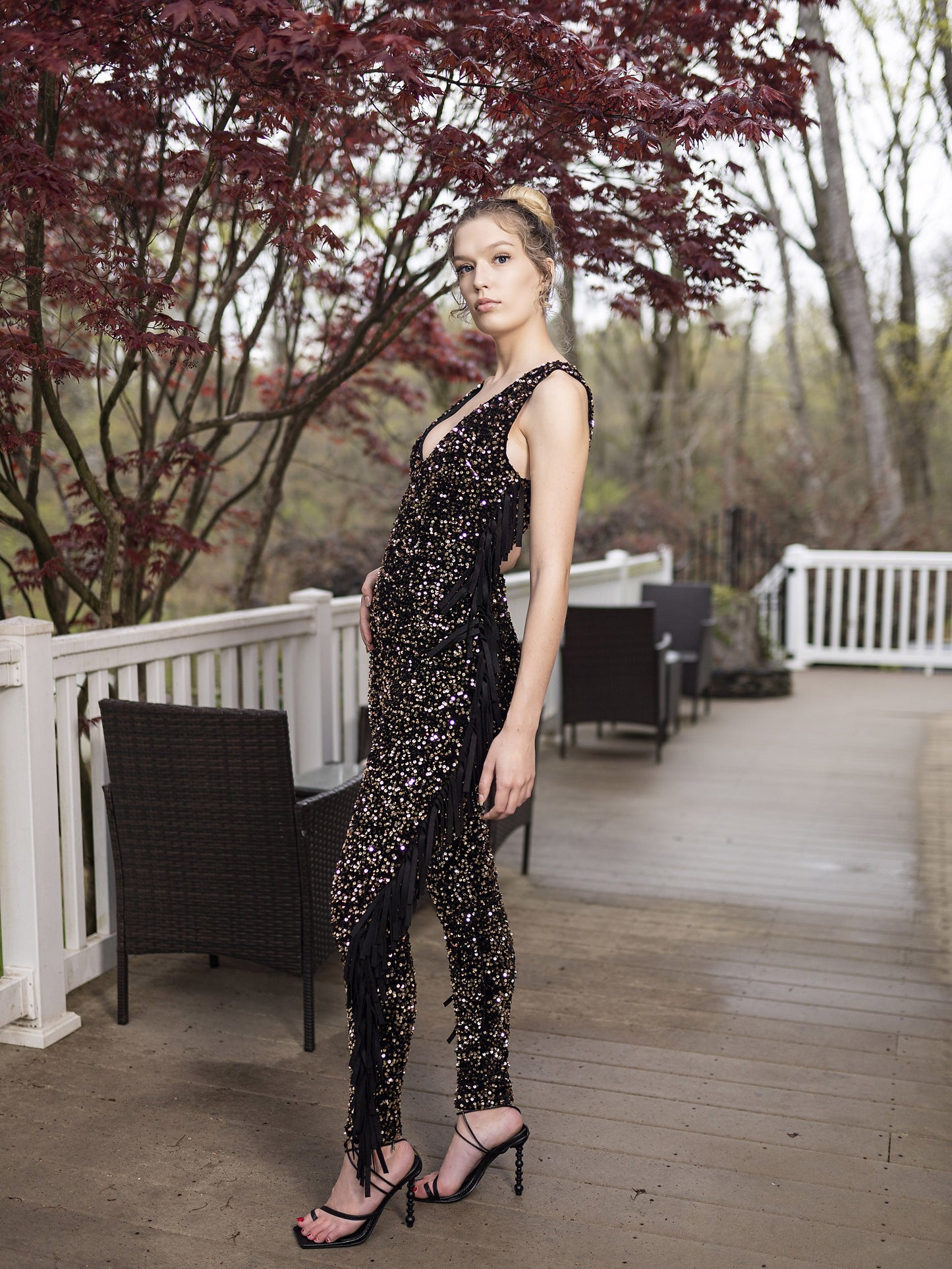 Zuri Gold Sequin & Tassel Jumpsuit