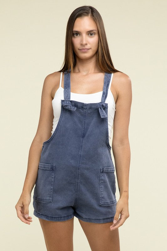 Washed Knot Strap Romper-3 Colors
