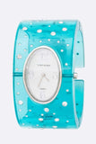 Crystal Accent Color Acrylic Bangle Watch