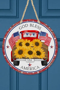 Good Bless America Truck Sunflowers Sign