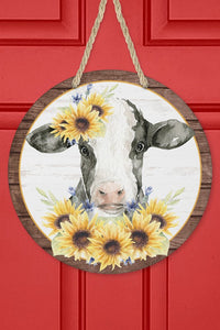 Cow Sunflower Wall Sign Door Hanger