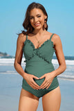 Ruch Floral Maternity Swimsuit Pregnancy Swimwear-2 Colors