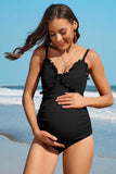 Ruch Floral Maternity Swimsuit Pregnancy Swimwear-2 Colors